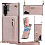 For Huawei P30 Pro Cross-body Zipper Square TPU+PU Back Cover Case with Holder & Card Slots & Wallet & Strap(Rose Gold)