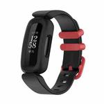 For Fitbit Ace 3 Silicone Integrated Watch Band(Black Red Buckle)