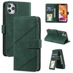 For iPhone 11 Pro Skin Feel Business Horizontal Flip PU Leather Case with Holder & Multi-Card Slots & Wallet & Lanyard & Photo Frame (Green)