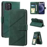 For iPhone 12 mini Skin Feel Business Horizontal Flip PU Leather Case with Holder & Multi-Card Slots & Wallet & Lanyard & Photo Frame (Green)