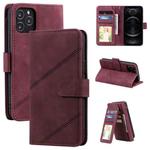For iPhone 12 / 12 Pro Skin Feel Business Horizontal Flip PU Leather Case with Holder & Multi-Card Slots & Wallet & Lanyard & Photo Frame(Red)