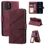 For iPhone 12 Pro Max Skin Feel Business Horizontal Flip PU Leather Case with Holder & Multi-Card Slots & Wallet & Lanyard & Photo Frame(Red)