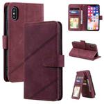 For iPhone X / XS Skin Feel Business Horizontal Flip PU Leather Case with Holder & Multi-Card Slots & Wallet & Lanyard & Photo Frame(Red)