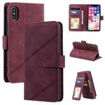 For iPhone XR Skin Feel Business Horizontal Flip PU Leather Case with Holder & Multi-Card Slots & Wallet & Lanyard & Photo Frame(Red)