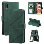 For iPhone XS Max Skin Feel Business Horizontal Flip PU Leather Case with Holder & Multi-Card Slots & Wallet & Lanyard & Photo Frame(Green)