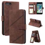 Skin Feel Business Horizontal Flip PU Leather Case with Holder & Multi-Card Slots & Wallet & Lanyard & Photo Frame For iPhone 8 Plus / 7 Plus(Brown)
