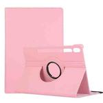For Samsung Galaxy Tab S7 FE T730 Litchi Texture Horizontal Flip 360 Degrees Rotation Leather Case with Holder(Pink)
