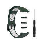 For Huawei Band 6 / Honor Band 6 Universal Two-color Breathable Silicone Watch Band(Dark Green White)