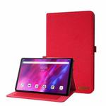 For Lenovo Tab K10 Fabric Texture Horizontal Flip TPU Leather Case with Holder(Red)