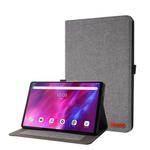 For Lenovo Tab K10 Fabric Texture Horizontal Flip TPU Leather Case with Holder(Gray)