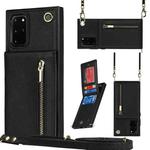 For Samsung Galaxy S20+ Cross-body Zipper Square TPU+PU Back Cover Case with Holder & Card Slots & Wallet & Strap(Black)