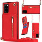For Samsung Galaxy S20+ Cross-body Zipper Square TPU+PU Back Cover Case with Holder & Card Slots & Wallet & Strap(Red)