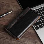 For iPhone 11 Grid Texture Magnetic PU + TPU Horizontal Flip Leather Case with Holder & Card Slot (Black)