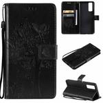 For vivo Y72 5G / iQOO Z3 Tree & Cat Embossing Pattern Horizontal Flip PU Leather Case with Holder & Card Slots & Wallet & Lanyard(Black)