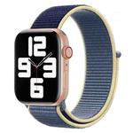 For Apple Watch Series 7 41mm / 6 & SE & 5 & 4 40mm / 3 & 2 & 1 38mm Color Matching Nylon Watch Band(Blue + Yellow)