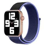 For Apple Watch Series 8&7 41mm / SE 2&6&SE&5&4 40mm / 3&2&1 38mm Color Matching Nylon Watch Band(Black + Blue)