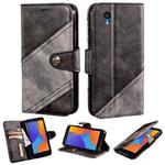 For Alcatel 1 2021 Contrast Color Splicing Retro Texture Horizontal Flip PU Leather Case with Card Slots & Holder & Wallet(Black)