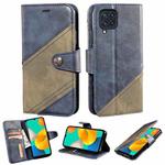 For Samsung Galaxy M32 Contrast Color Splicing Retro Texture Horizontal Flip PU Leather Case with Card Slots & Holder & Wallet(Blue)