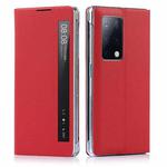 For Huawei Mate X2 Small Lychee Texture Smart View Window Horizontal Flip Leather Case with Holder & Sleep / Wake-up Function(Red)