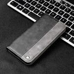 For iPhone 13 Business Solid Color Stitching Horizontal Flip Leather Case with Holder & Card Slots(Grey)