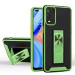 For OPPO A54 Dual-color Skin Feel TPU + PC Magnetic Shockproof Case with Invisible Holder(Grass Green)