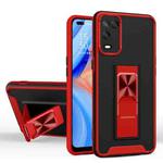 For OPPO A54 Dual-color Skin Feel TPU + PC Magnetic Shockproof Case with Invisible Holder(Red)