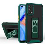 For OPPO Reno5 5G Dual-color Skin Feel TPU + PC Magnetic Shockproof Case with Invisible Holder(Dark Green)