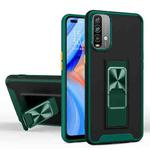 For Xiaomi Redmi Note 9 4G Dual-color Skin Feel TPU + PC Magnetic Shockproof Case with Invisible Holder(Dark Green)