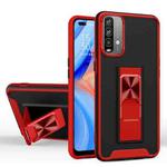 For Xiaomi Redmi Note 9 4G Dual-color Skin Feel TPU + PC Magnetic Shockproof Case with Invisible Holder(Red)