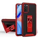 For Samsung Galaxy A02s Dual-color Skin Feel TPU + PC Magnetic Shockproof Case with Invisible Holder(Red)