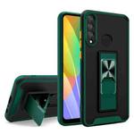 For Huawei Y6p Dual-color Skin Feel TPU + PC Magnetic Shockproof Case with Invisible Holder(Dark Green)