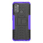 For Motorola Moto G60 Tire Texture Shockproof TPU+PC Protective Case with Holder(Purple)