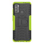 For Motorola Moto G60 Tire Texture Shockproof TPU+PC Protective Case with Holder(Green)