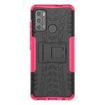 For Motorola Moto G60 Tire Texture Shockproof TPU+PC Protective Case with Holder(Pink)