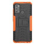 For Motorola Moto G60 Tire Texture Shockproof TPU+PC Protective Case with Holder(Orange)