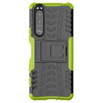 For Sony Xperia 5 III Tire Texture Shockproof TPU+PC Protective Case with Holder(Green)