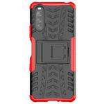 For Sony Xperia 10 III Tire Texture Shockproof TPU+PC Protective Case with Holder(Red)