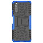 For Sony Xperia 10 III Tire Texture Shockproof TPU+PC Protective Case with Holder(Blue)