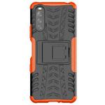 For Sony Xperia 10 III Tire Texture Shockproof TPU+PC Protective Case with Holder(Orange)