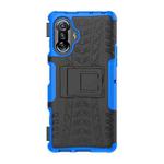 For Xiaomi Redmi K40 Gaming Tire Texture Shockproof TPU+PC Protective Case with Holder(Blue)