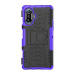 For Xiaomi Redmi K40 Gaming Tire Texture Shockproof TPU+PC Protective Case with Holder(Purple)