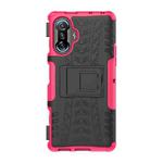 For Xiaomi Redmi K40 Gaming Tire Texture Shockproof TPU+PC Protective Case with Holder(Pink)