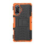 For Xiaomi Redmi K40 Gaming Tire Texture Shockproof TPU+PC Protective Case with Holder(Orange)