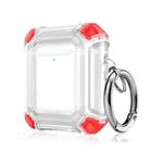 Four Corners Anti-fall Wireless Earphone Dual-color PC Protective Case with Hook For AirPods 1/2(Red)