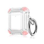 Four Corners Anti-fall Wireless Earphone Dual-color PC Protective Case with Hook For AirPods 1/2(Pink)