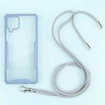 For Samsung Galaxy A12 5G Acrylic + Color TPU Shockproof Case with Neck Lanyard(Milk Grey)