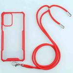 For Xiaomi Redmi Note 10 4G/10S Acrylic + Color TPU Shockproof Case with Neck Lanyard(Red)