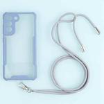 For Samsung Galaxy S21 FE Acrylic + Color TPU Shockproof Case with Neck Lanyard(Milk Grey)