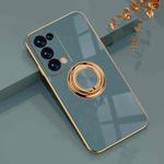 For OPPO Reno6 Pro+ 5G 6D Electroplating Full Coverage Silicone Protective Case with Magnetic Ring Holder(Gray)
