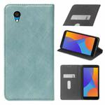For Alcatel 1 2021 Cloth Texture Retro Horizontal Flip PU Leather Shockproof Case with Holder & Card Slot(Blue)